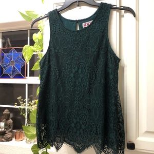 Emerald Green Lace Sleevless Top